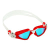 Aqua Sphere Kayenne  Compact Adult Swim Goggles Small fit Red & White Blue Titanium Mirrored Lens