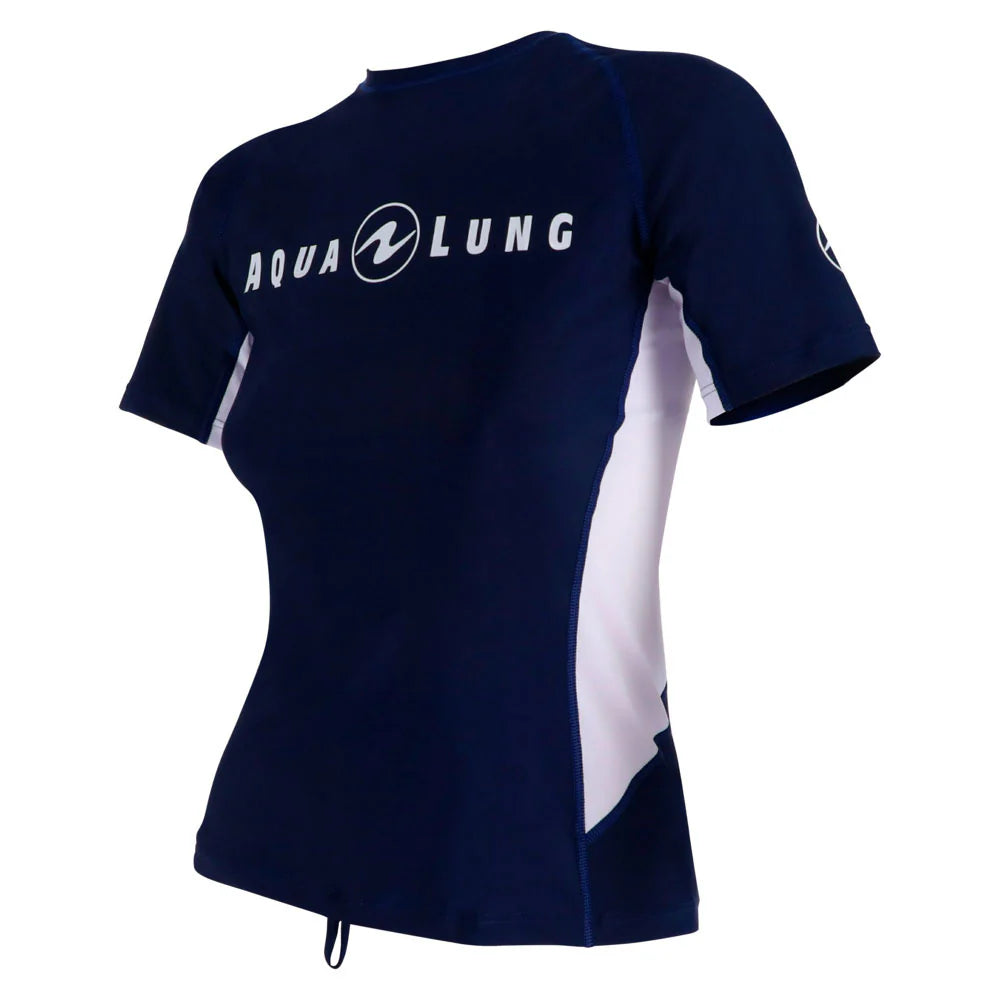 Aqualung loose Fit Womans Short Sleeve Rashguard Navy/White Size MED