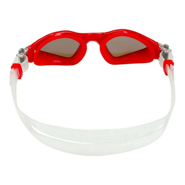 Aqua Sphere Kayenne  Compact Adult Swim Goggles Small fit Red & White Blue Titanium Mirrored Lens